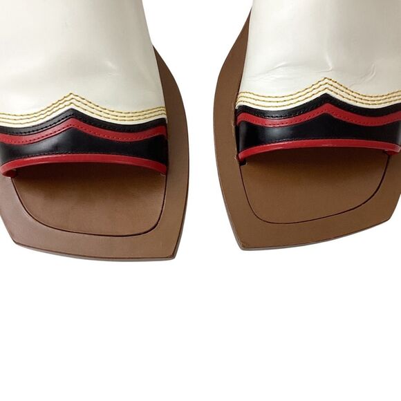 MARNI Size IT 38 (US 8) Sandals Red White Black Colorblock Slingback Shoes - Picture 10 of 15